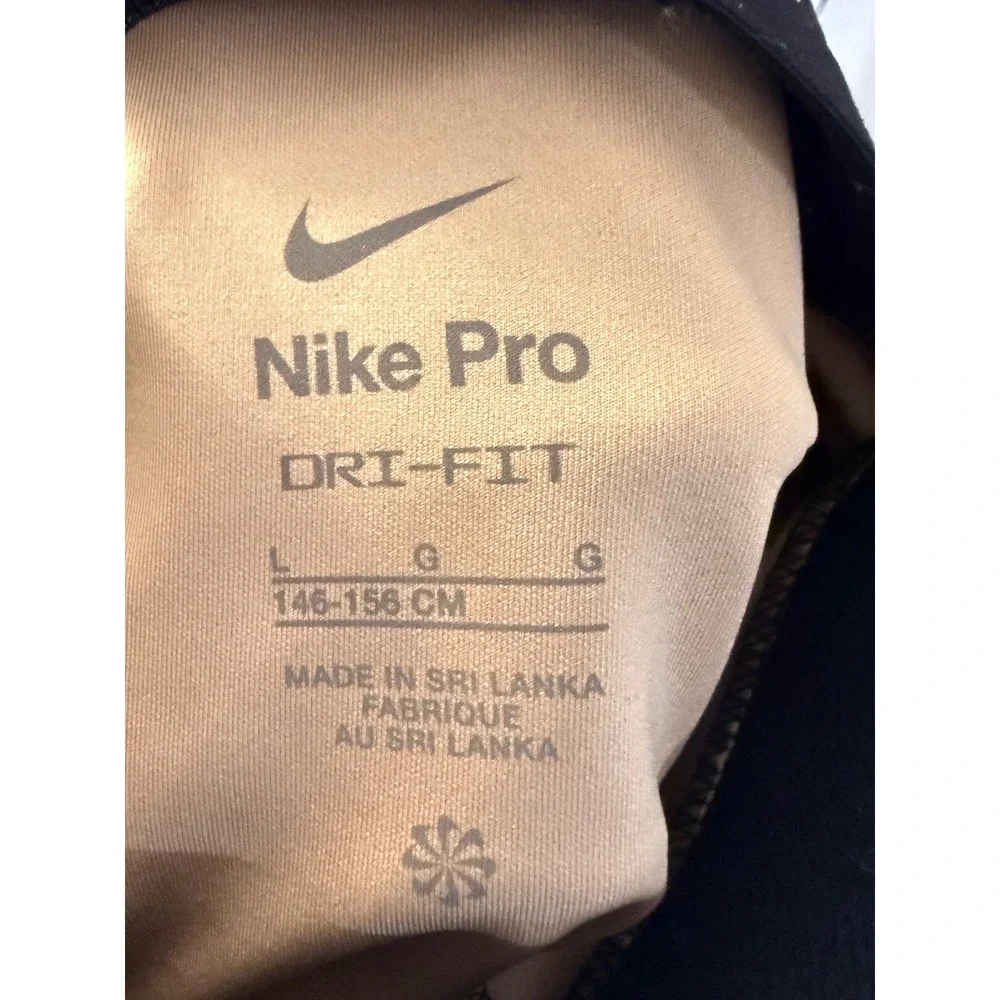Nike Pro Shorts Kids Large Black Tan Polka Dot Excellent Dri-FIT Athletic DA1033